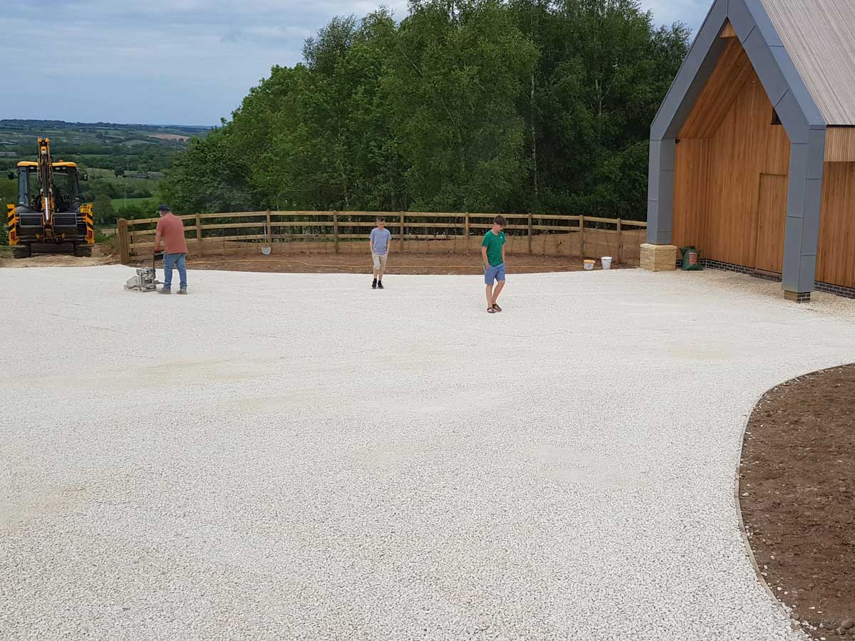 showing curved shape of the new driveway