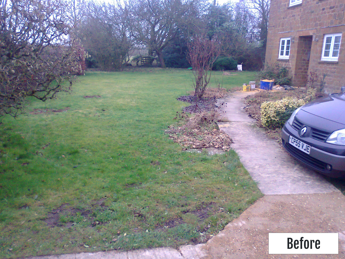 before picture of old concrete path leading to front door