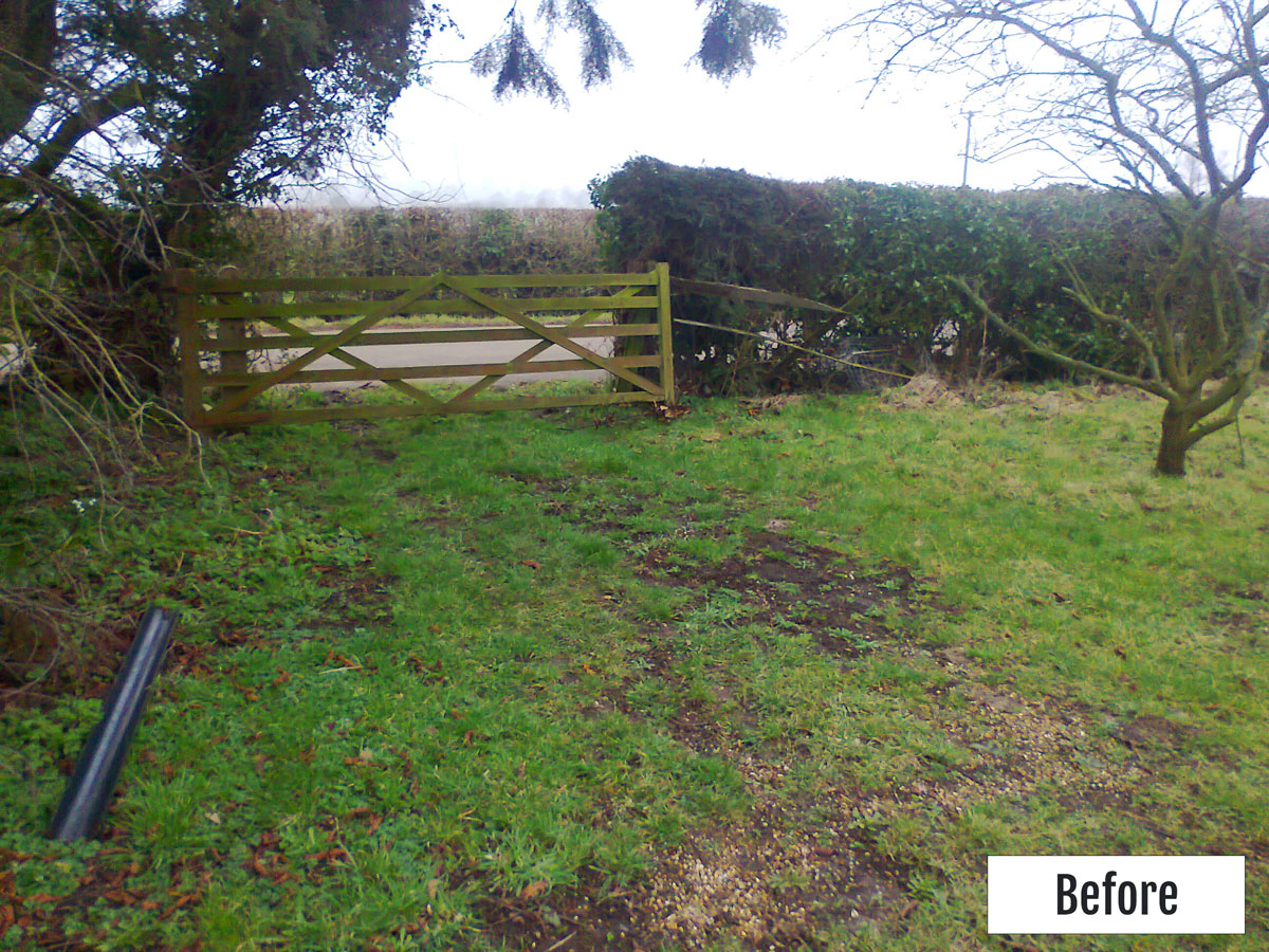 before picture of gate with grass access